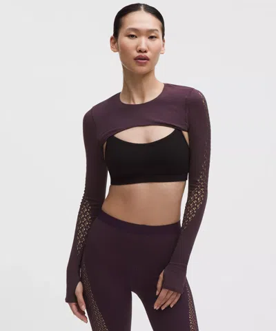 Lululemon Revealknit Interlace Long-sleeve Shrug In Brown