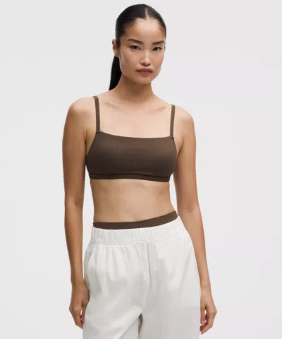 Lululemon Ribbed Cami-strap Bra In Brown