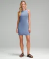 Lululemon Ribbed Cotton Modal Cut-out Dress In Blue