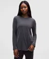 Lululemon Ribbed Drapey Softsteme Long-sleeve Tunic In Gray