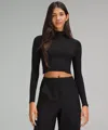 Lululemon Ribbed-knit Twist-back Mockneck Sweater In Black