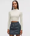 Shop Lululemon Ribbed-knit Twist-back Mockneck Sweater