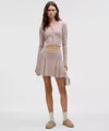 Lululemon Ribbed Merino Wool Mid-rise Pleated Skirt In Neutral