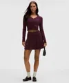 Lululemon Ribbed Merino Wool Mid-rise Pleated Skirt In Purple
