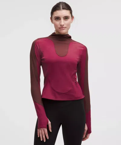 Lululemon Ribbed Nulux Long Sleeve Skiing Pullover In Red