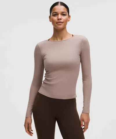 Lululemon Ribbed Scoop-back Yoga Long-sleeve Shirt In Neutral