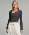 Lululemon Ribbed Softstreme Asymmetrical Long-sleeve Shirt In Blue