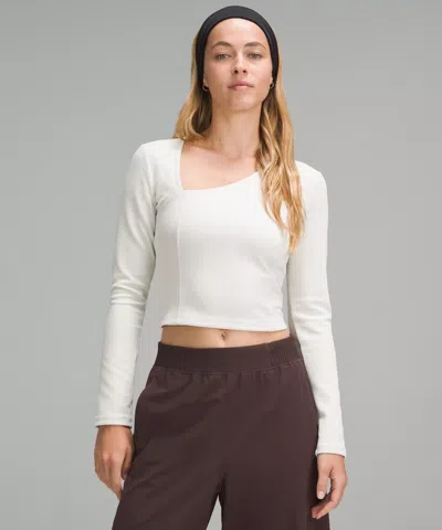 Lululemon Ribbed Softstreme Asymmetrical Long-sleeve Shirt In White