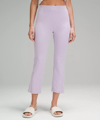Lululemon Ribbed Softstreme Zip-leg High-rise Cropped Pants 25" In Pink