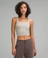 Lululemon Ruched-strap Cropped Keyhole Tank Top In Gray
