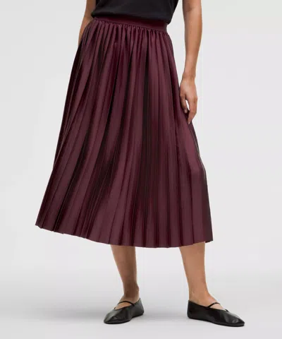 Lululemon Satin Pleated Midi Skirt In Burgundy