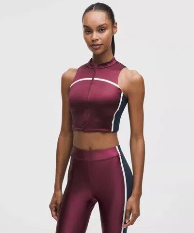 Lululemon Satin Shine Full-zip Tank Top Medium Support, B/c Cup In Brown