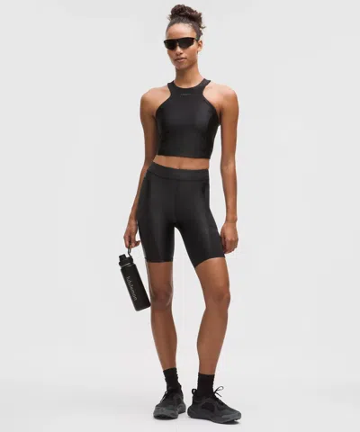 Lululemon Satin Shine Panelled High-rise Short 8" In Black