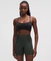 Lululemon Satin Spaghetti-strap Yoga Bra In Black