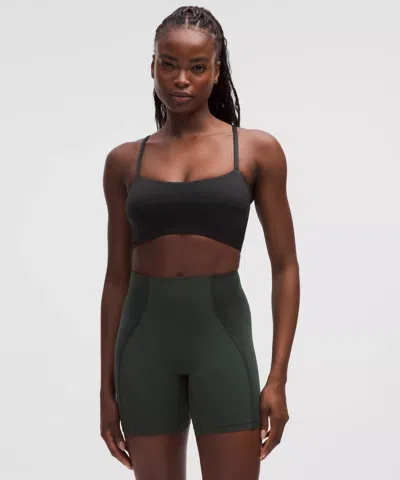 Lululemon Satin Spaghetti-strap Yoga Bra In Black