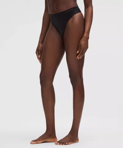Lululemon Satin Super-high-rise Thong Underwear In Black