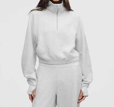 Lululemon Scuba Cropped 1/2 Zip Funnel Neck Waffle Sweater In Heather Grey In Gray