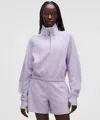 Lululemon Scuba Cropped Funnel-neck Half Zip In Purple