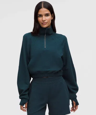 Lululemon Scuba Cropped Funnel-neck Half Zip In Transparent