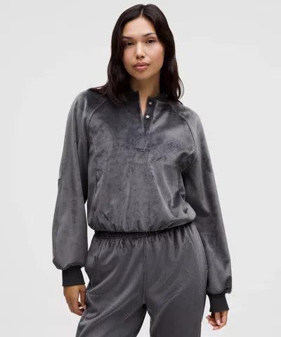 Lululemon Scuba Cropped Henley Pullover In Gray