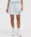 Lululemon Scuba Mid-rise Oversized Shorts 7" Graphic In Blue