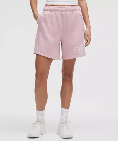 Lululemon Scuba Mid-rise Oversized Shorts 7" Graphic In Pink