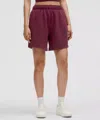 Lululemon Scuba Mid-rise Oversized Short 7" In Burgundy