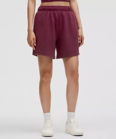 Lululemon Scuba Mid-rise Oversized Short 7" In Burgundy