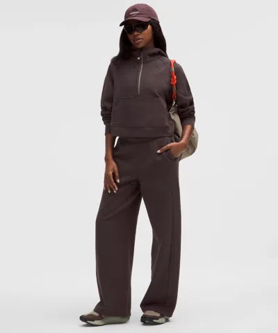 Lululemon Scuba Mid-rise Wide-leg Pant Gathered Waistband In Brown