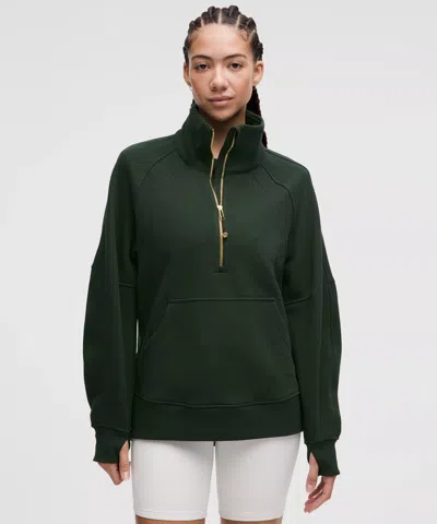Lululemon Scuba Oversized Funnel-neck Half Zip Long In Green