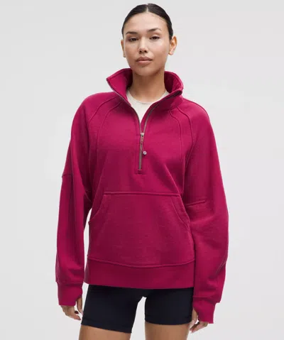 Lululemon Scuba Oversized Funnel-neck Half Zip Long In Pink