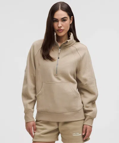 Lululemon Scuba Oversized Funnel-neck Half Zip Long In Brown