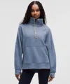 Lululemon Scuba Oversized Funnel-neck Half Zip Long In Blue