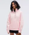 Lululemon Scuba Oversized Funnel-neck Half Zip Long In Pink
