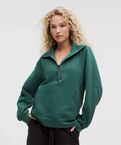 Lululemon Scuba Oversized Funnel-neck Half Zip Long In Green