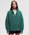Lululemon Scuba Oversized Funnel-neck Half Zip Long In Green