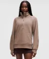 Lululemon Scuba Oversized Funnel-neck Half Zip Long In Brown