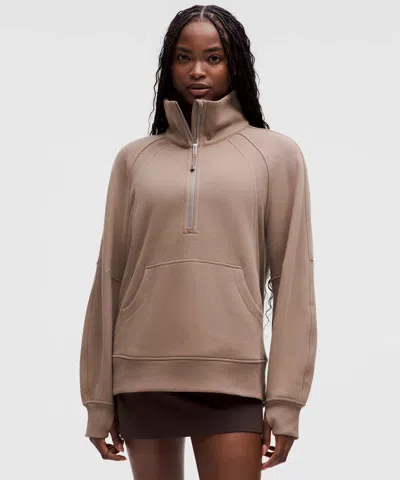 Lululemon Scuba Oversized Funnel-neck Half Zip Long In Brown