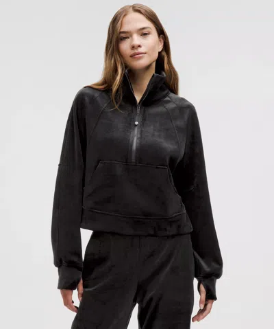 Lululemon Scuba Oversized Funnel-neck Half Zip Velvet In Black