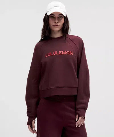 Lululemon Scuba Oversized Pullover Wordmark In Burgundy