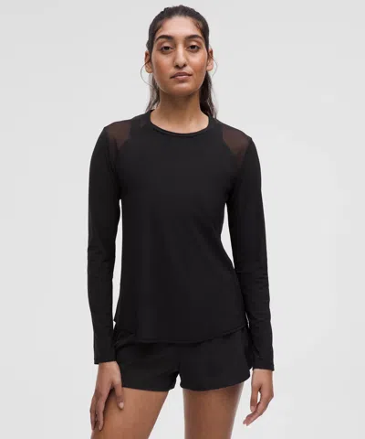 Lululemon Sculpt Long-sleeve Shirt Pleated In Black