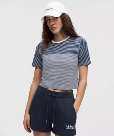 Lululemon Seamless Classic-fit Mariner Stripe Cropped T-shirt