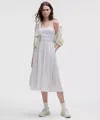 Lululemon Seersucker Check Ruched Midi Dress