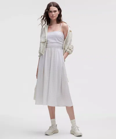 Lululemon Seersucker Check Ruched Midi Dress