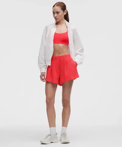 Lululemon Seersucker Wovenair High-rise Pleated Short 3.5" In Red