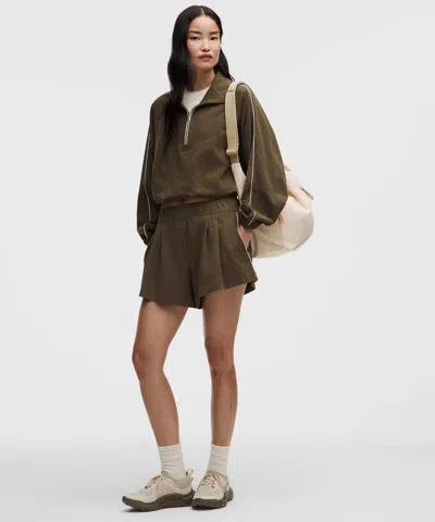 Lululemon Seersucker Wovenair High-rise Pleated Short 3.5" In Brown