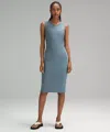 Lululemon Shirred Cotton Midi Tank Dress In Blue