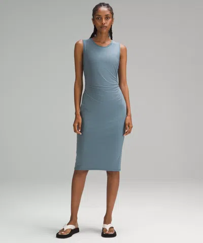 Lululemon Shirred Cotton Midi Tank Dress In Blue