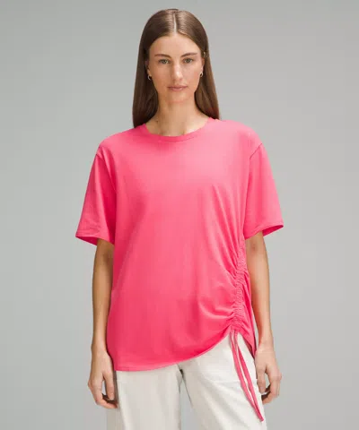 Lululemon Side-cinch Cotton T-shirt In Pink