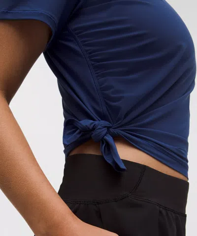 Lululemon Side-ruched Running Short-sleeve Shirt In Blue